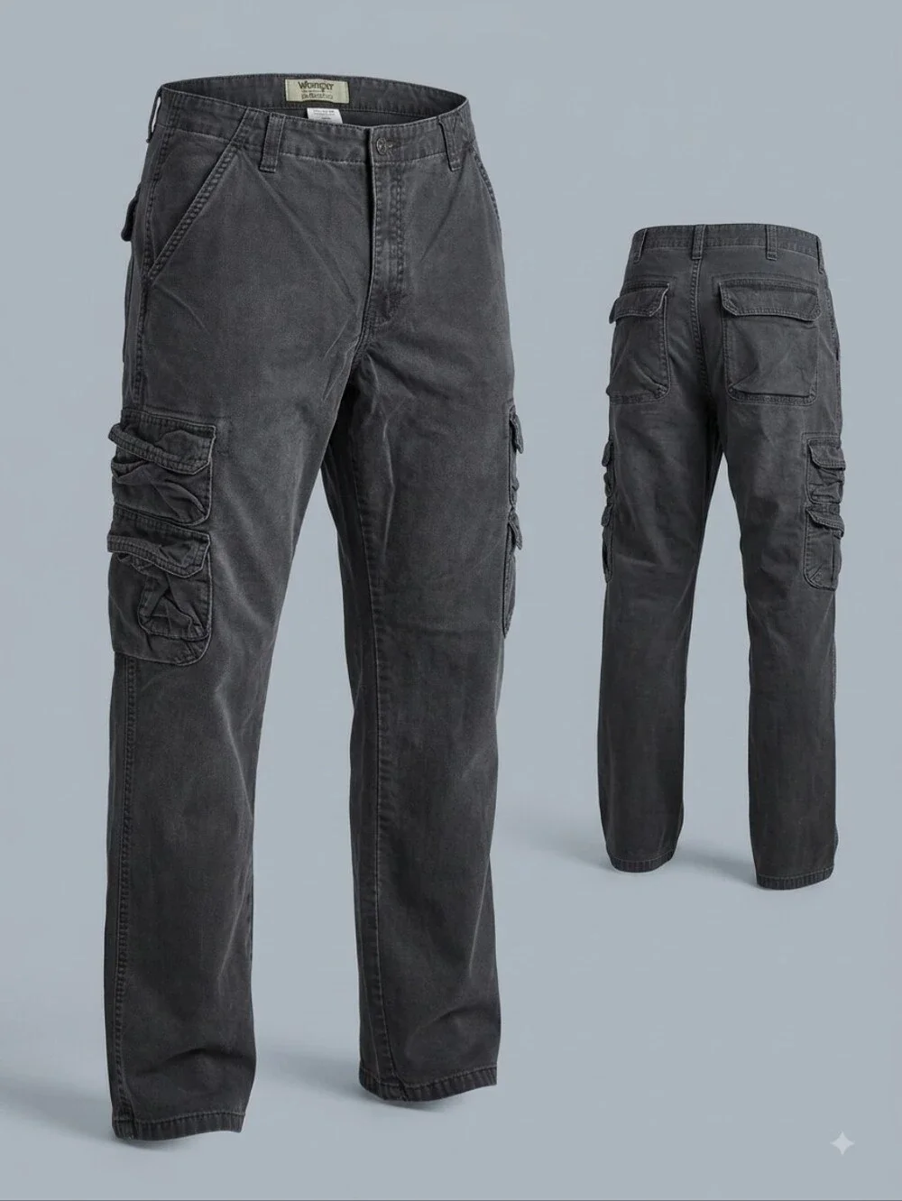 Wrangler Authentics Men’s Faded Black Grey Cargo Pants 34x34 Y2K Streetwear